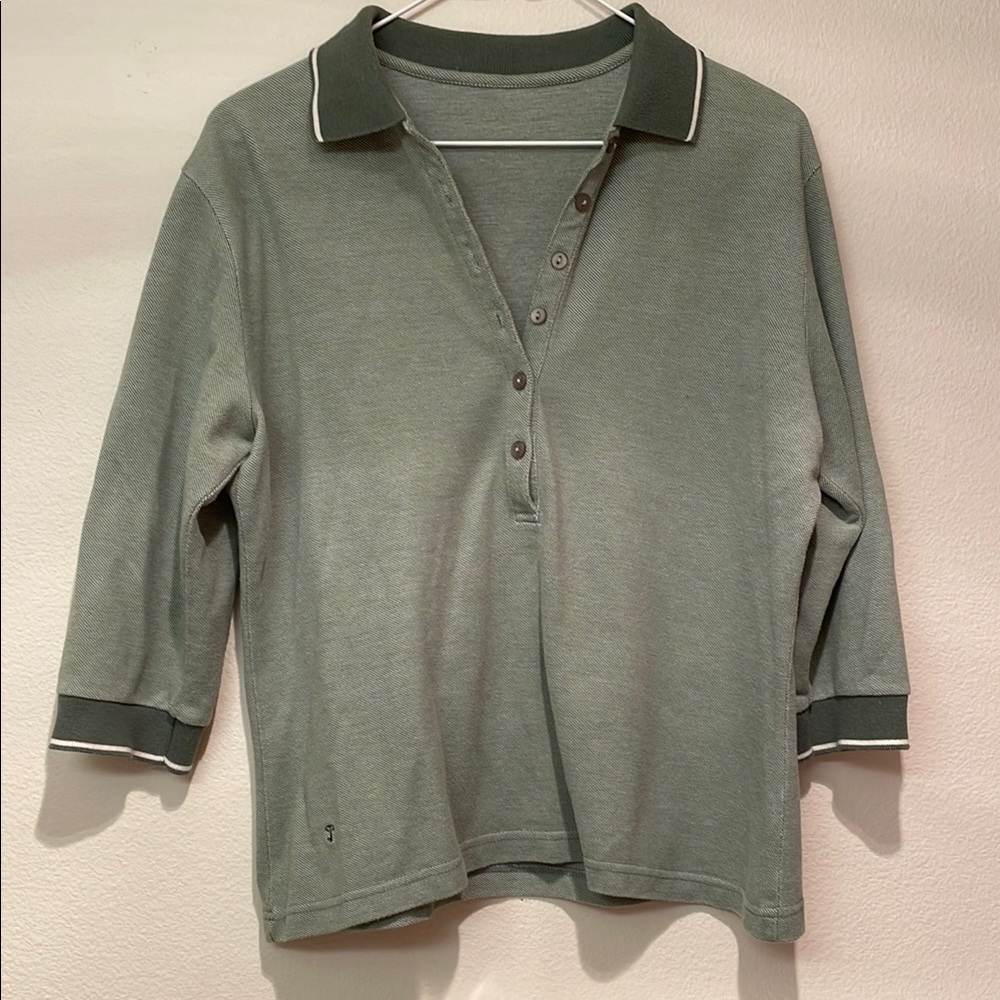 Vintage Green Polo Shirt with White Trim